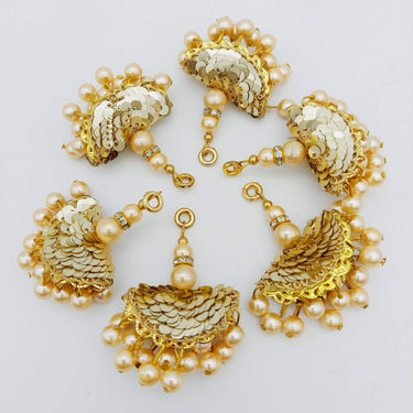 Gold Pearl Beads and Sequins Tassels Latkan, Indian Latkans, Blouse Latkan